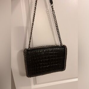Zara croc and chain city bag leather black